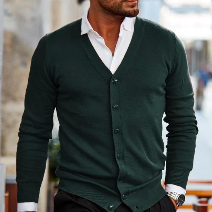 Herren Knopf Daunen Langarm Strickjacke | Strick