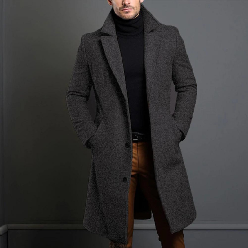 Stylischer Langer Trenchcoat Für Herren | Lässig