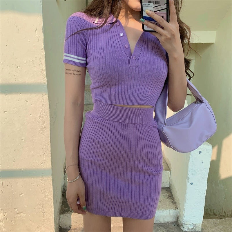Kleid mit Rundhalsausschnitt aus Rippenstrick
