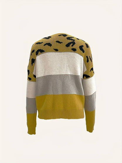 Pullover mit Bootsausschnitt und Leopardenmuster in Kontrastfarbe