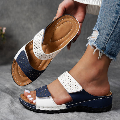 Damen Keilsandalen: Gold, Strass, Rutschfest, Bequem, Elegant, Sommer