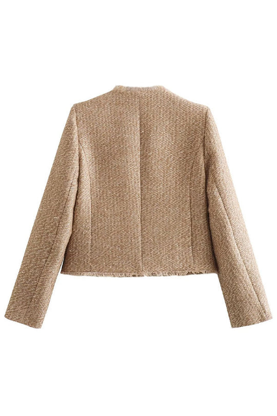 Damen Kurze Jacke mit goldenen Knöpfen | Mehrere Taschen