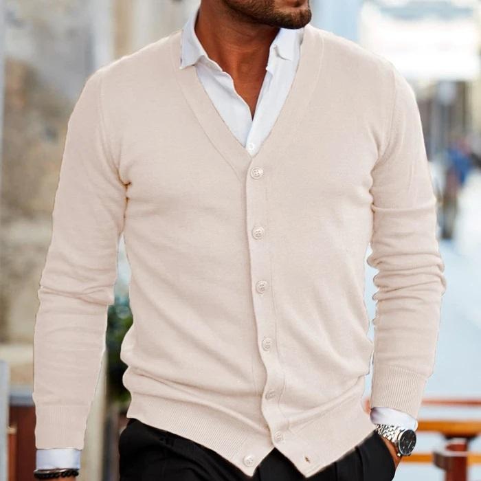 Herren Knopf Daunen Langarm Strickjacke | Strick