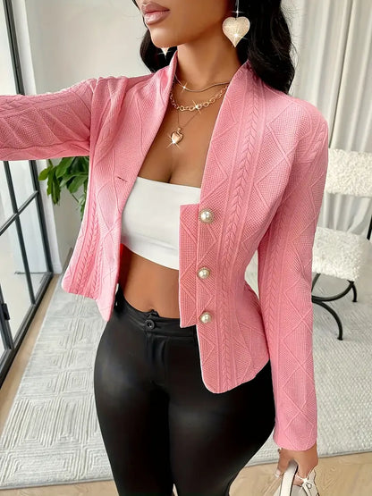Eleganter rosa schmal geschnittener Blazer mit Knopfleiste