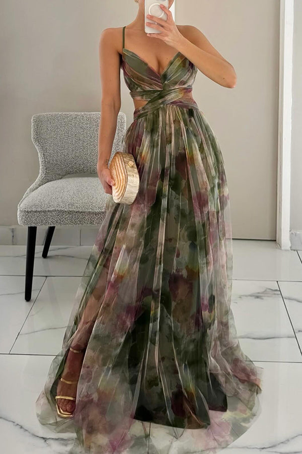 Damen Spaghetti-Träger Hochzeitsgast Kleid | Maxi