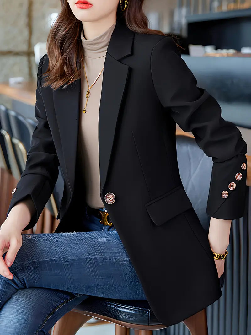 Eleganter Blazer mit Reverskragen, Langarm für Büro & Arbeit