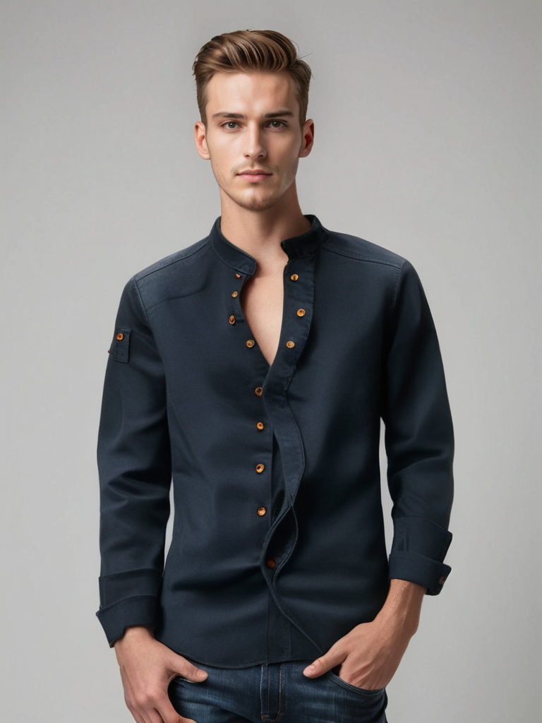 Herren Langarm Polo Hemd Einreiher Baumwolle Leinen Herbst/Winter – Atmungsaktiv & Bequem