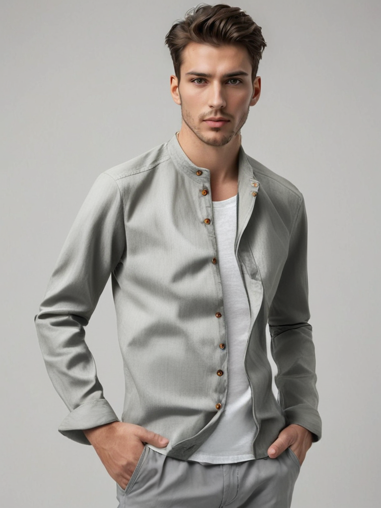 Herren Langarm Polo Hemd Einreiher Baumwolle Leinen Herbst/Winter – Atmungsaktiv & Bequem