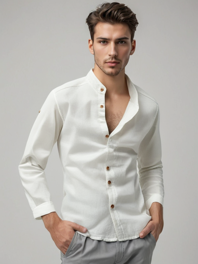 Herren Langarm Polo Hemd Einreiher Baumwolle Leinen Herbst/Winter – Atmungsaktiv & Bequem