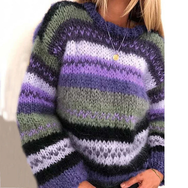 Streifen Norweger Pullover Damen | Warm