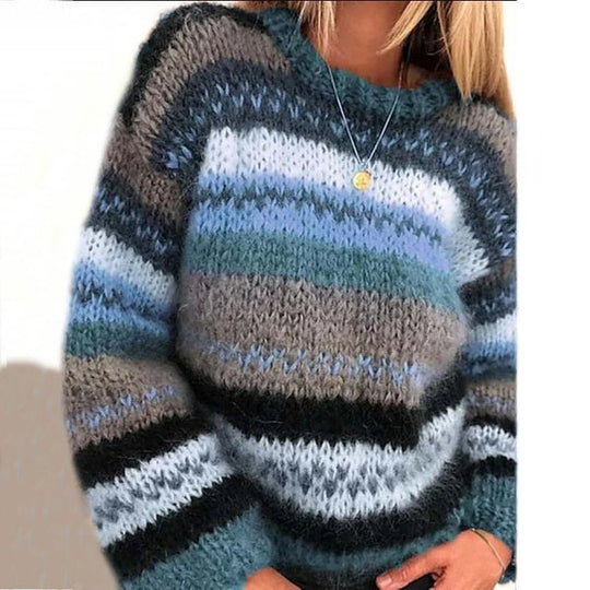 Streifen Norweger Pullover Damen | Warm