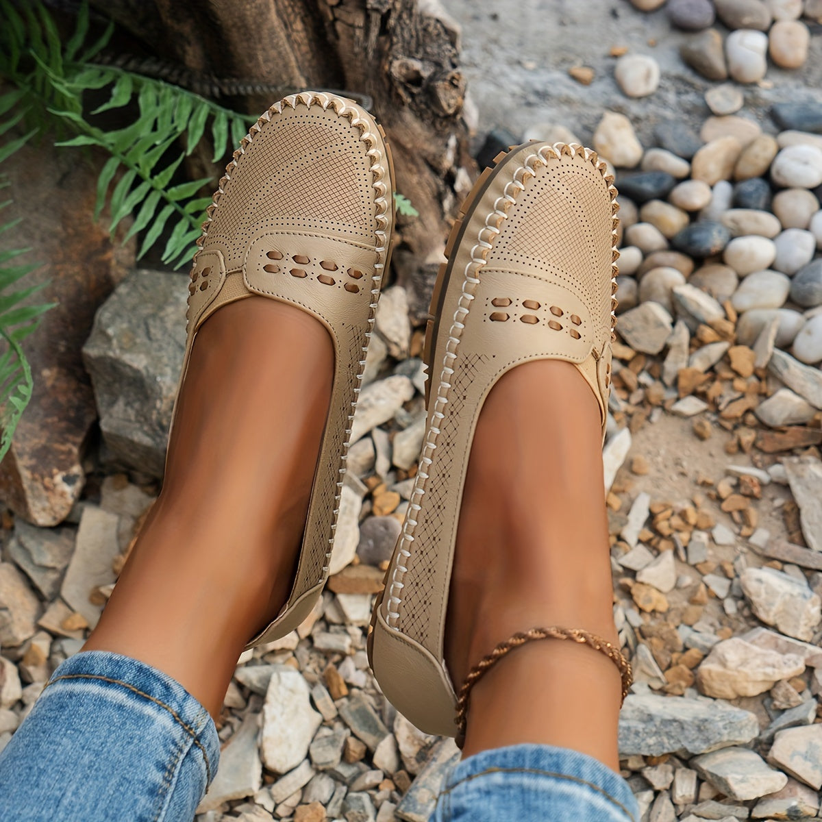 Atmungsaktive Damen-Loafer – Bequeme Vintage-Slip-Ons
