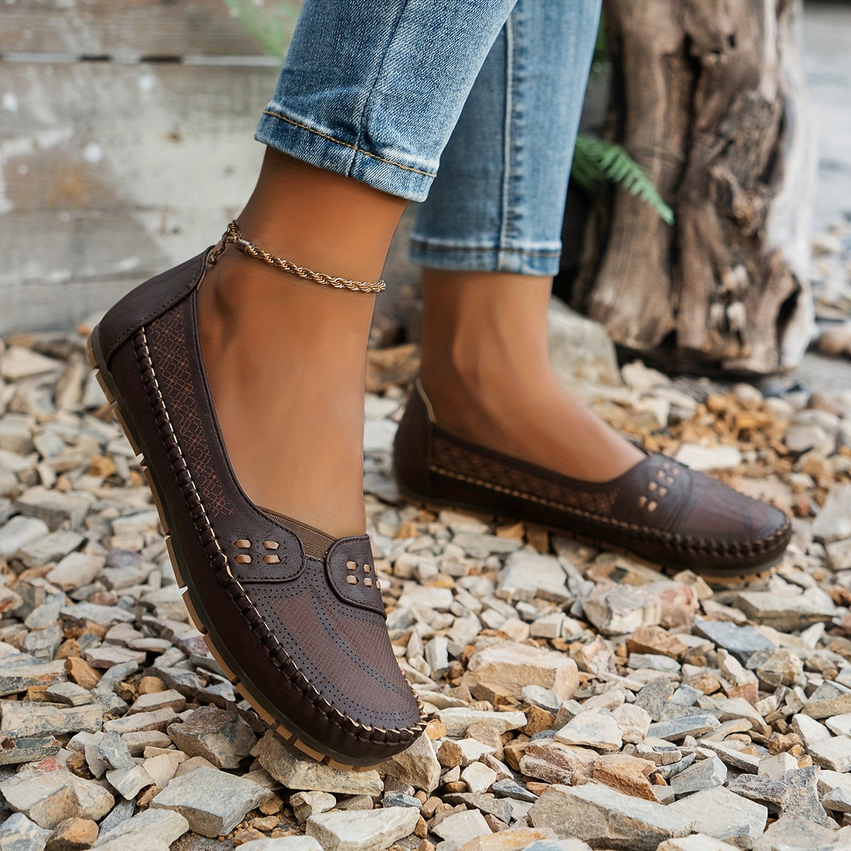 Atmungsaktive Damen-Loafer – Bequeme Vintage-Slip-Ons