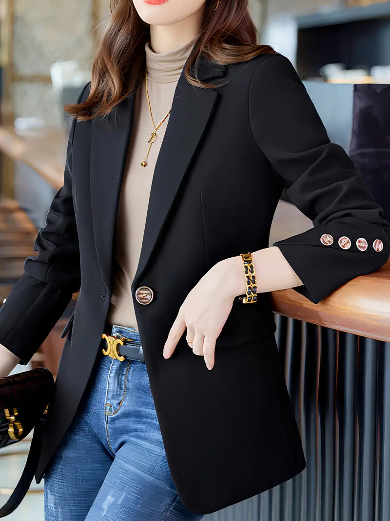 Eleganter Blazer mit Reverskragen, Langarm für Büro & Arbeit