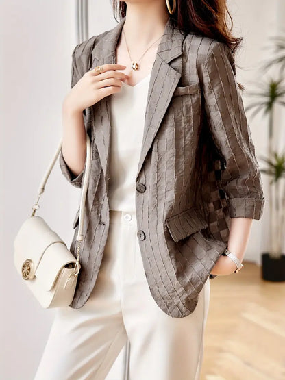 Leichter Karo-Blazer – Sommerjacke mit Knopfdetail, Maschinenwaschbar