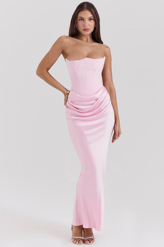 Damen Modernes Trägerloses Hochzeitsgast Kleid | Maxi