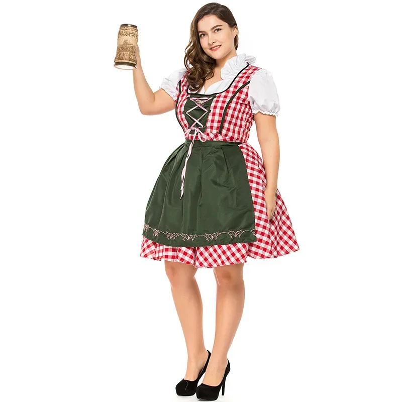 Damen Karo Bayerisches Oktoberfest Dirndlkleid | 2025