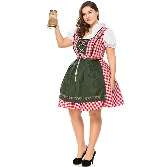 Damen Karo Bayerisches Oktoberfest Dirndlkleid | 2025