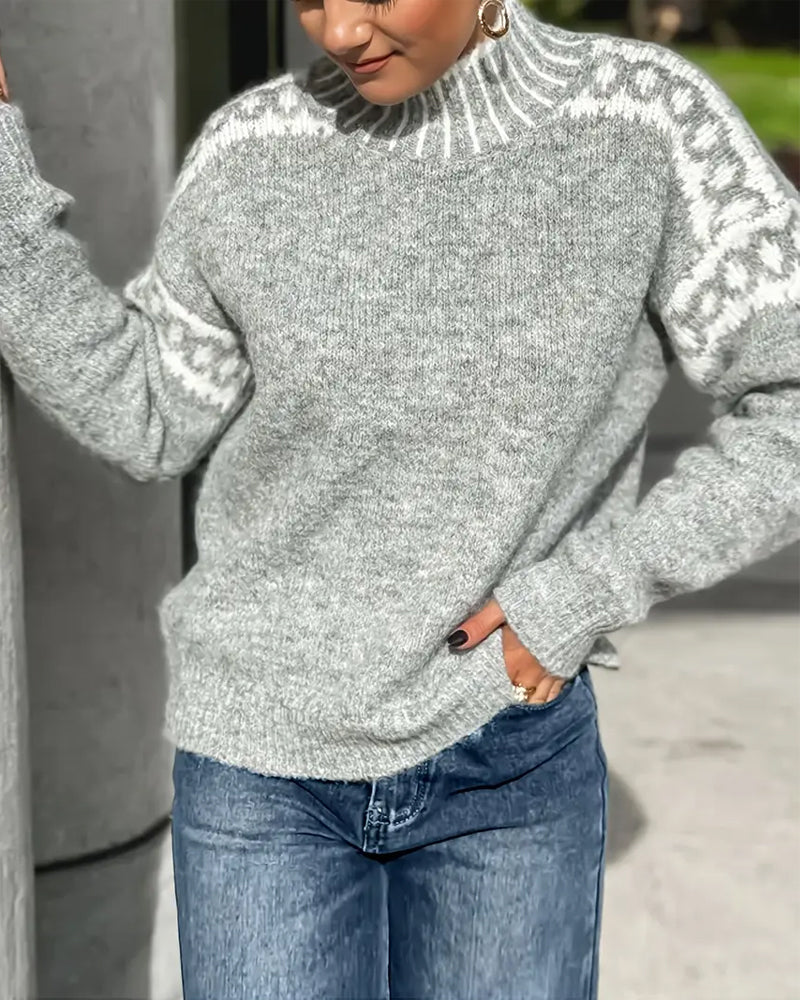 Warmer Norweger Pullover Damen | Rollkragen