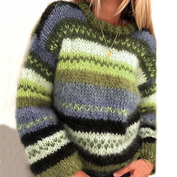 Streifen Norweger Pullover Damen | Warm