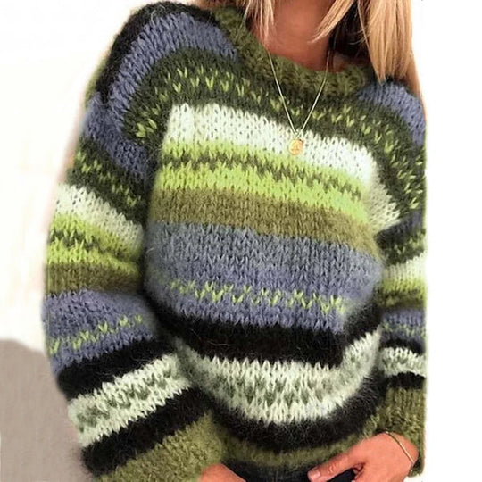 Streifen Norweger Pullover Damen | Warm