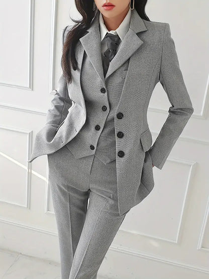 Farbe Modern Jahrgang Blazer Weste & Hose Anzug Set