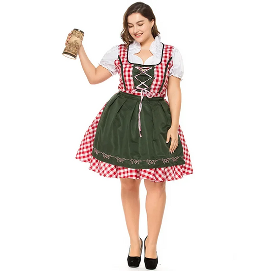 Damen Karo Bayerisches Oktoberfest Dirndlkleid | 2025