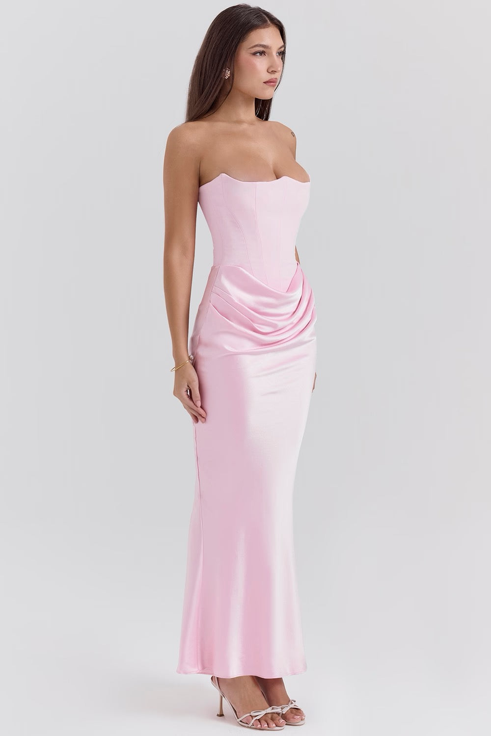 Damen Modernes Trägerloses Hochzeitsgast Kleid | Maxi