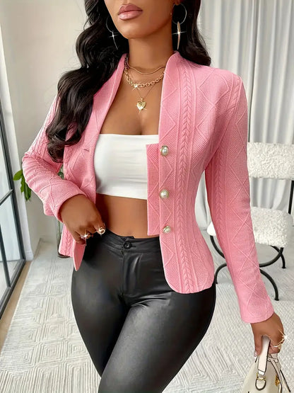 Eleganter rosa schmal geschnittener Blazer mit Knopfleiste