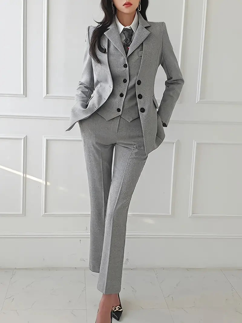Farbe Modern Jahrgang Blazer Weste & Hose Anzug Set