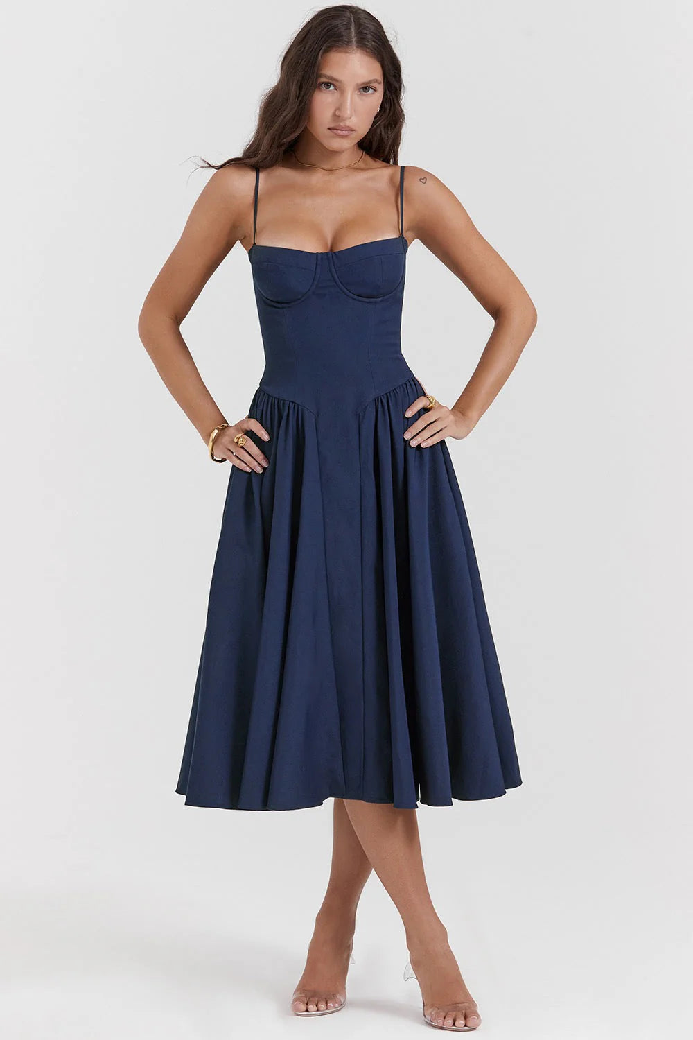 Damen Elegantes Ärmelloses Hochzeitsgast Kleid | Midi