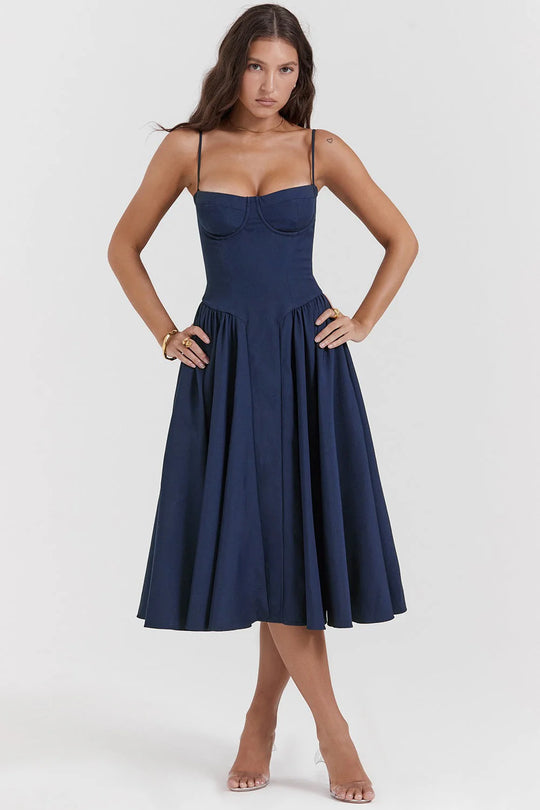 Damen Elegantes Ärmelloses Hochzeitsgast Kleid | Midi