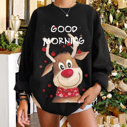 Rentier Warme Winter Weihnachtspullover Damen |  Langarm