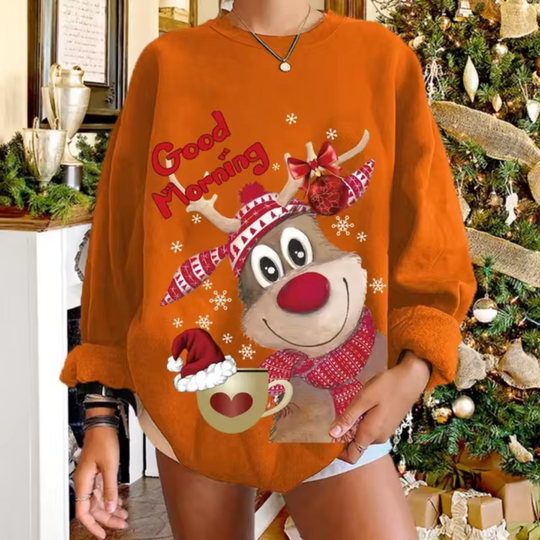 Rentier Warme Winter Weihnachtspullover Damen |  Langarm