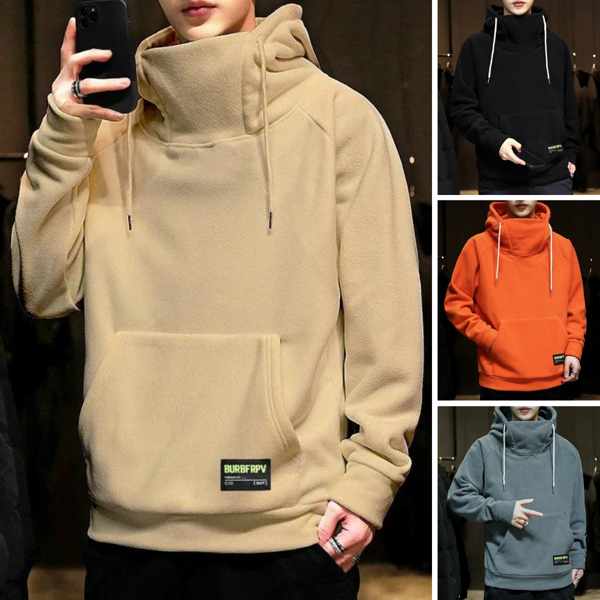 Rabbie - Winddichter Kapuzenpullover in Übergröße Dicke Polarfleece-Kapuzenpullover