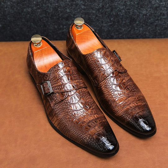 Herrenschuhe Im Vintage Stil Mit Spitzer Spitze | Schnalle
