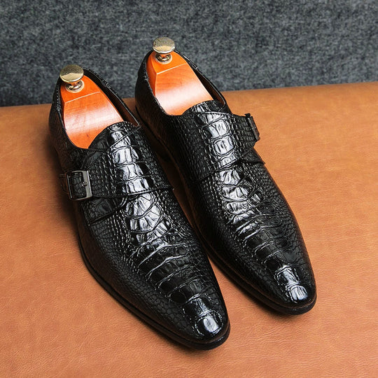 Herrenschuhe Im Vintage Stil Mit Spitzer Spitze | Schnalle