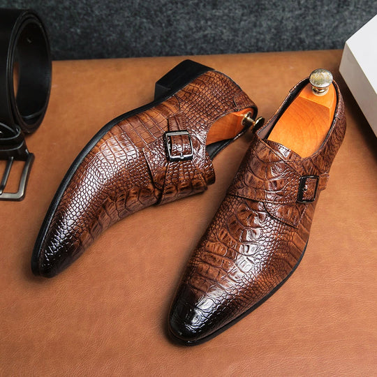 Herrenschuhe Im Vintage Stil Mit Spitzer Spitze | Schnalle