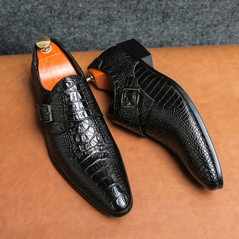 Herrenschuhe Im Vintage Stil Mit Spitzer Spitze | Schnalle