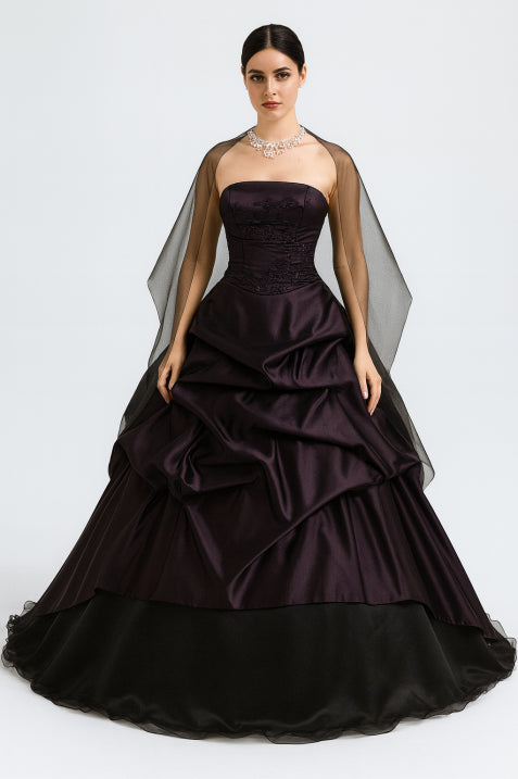 Schulterfreies Schwarz Lagenkleid Für Damen | Maxi