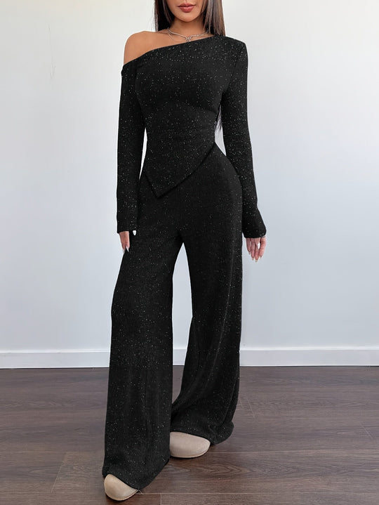 Schulterfreier Pailletten Jumpsuit für Damen | Bequem