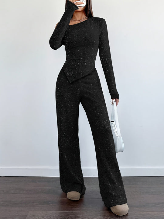 Schulterfreier Pailletten Jumpsuit für Damen | Bequem