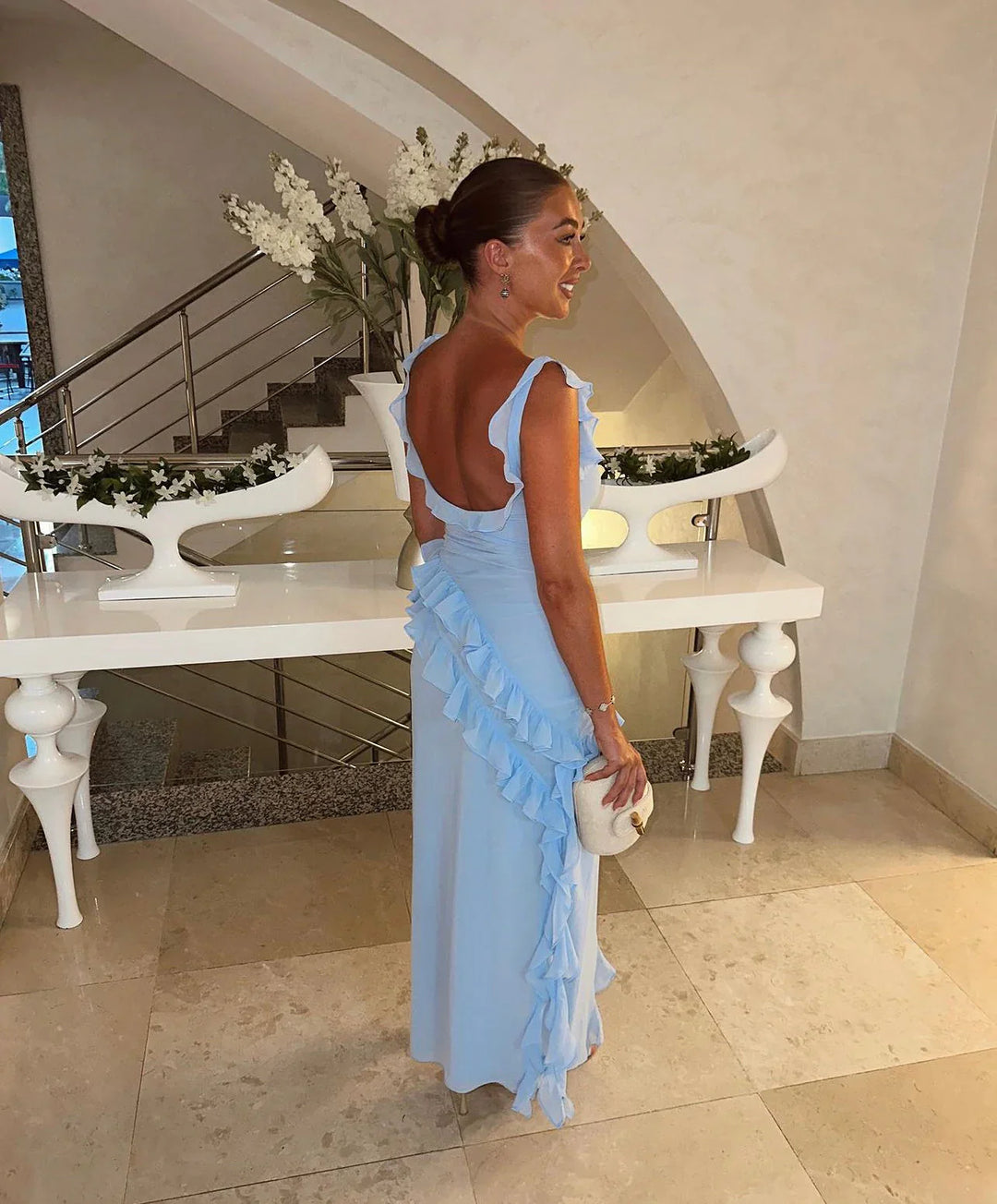 Damen Ärmellos Quadrat-ausschnitt Hochzeit Gast Kleid | Maxi