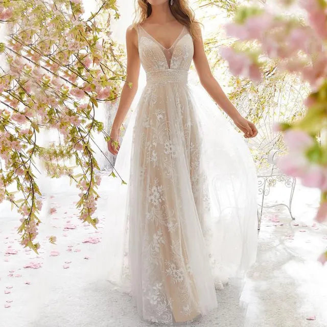 Bequemes Damen Spitzen Ballkleid | Maxi