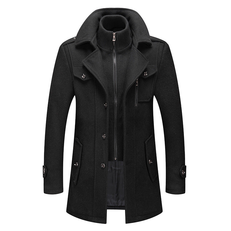 Warmer Trenchcoat Mit Reißverschluss Für Herren | Rollkragen