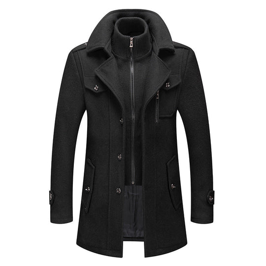 Warmer Trenchcoat Mit Reißverschluss Für Herren | Rollkragen