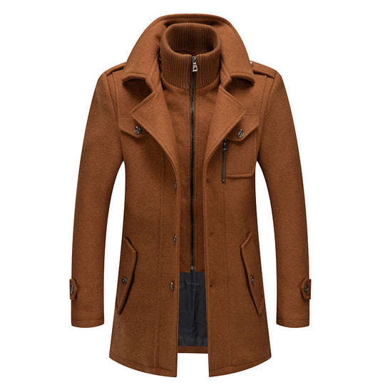 Warmer Trenchcoat Mit Reißverschluss Für Herren | Rollkragen