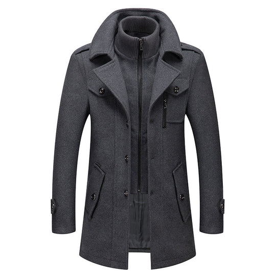 Warmer Trenchcoat Mit Reißverschluss Für Herren | Rollkragen