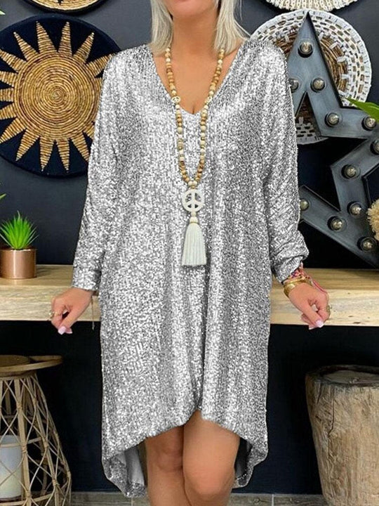 Locker Sitzendes Bequemes Paillettenkleid Für Damen | Mini
