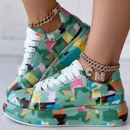 Bunte Plattform Turnschuhe Mode Lace Up Low Top Sportschuhe